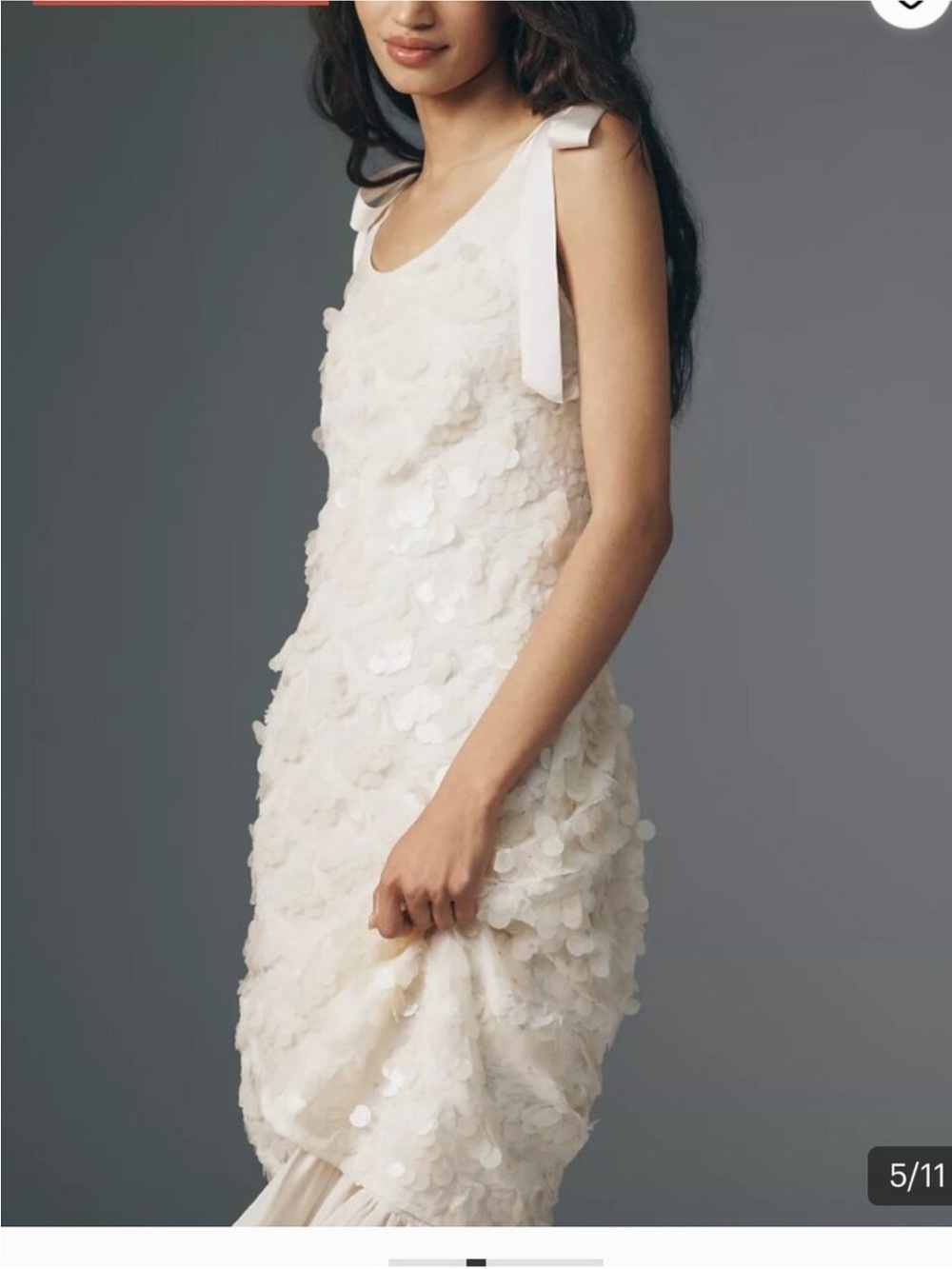En Saison Ivory Sequin Floral Dress with Tie Straps - Picture 4 of 11